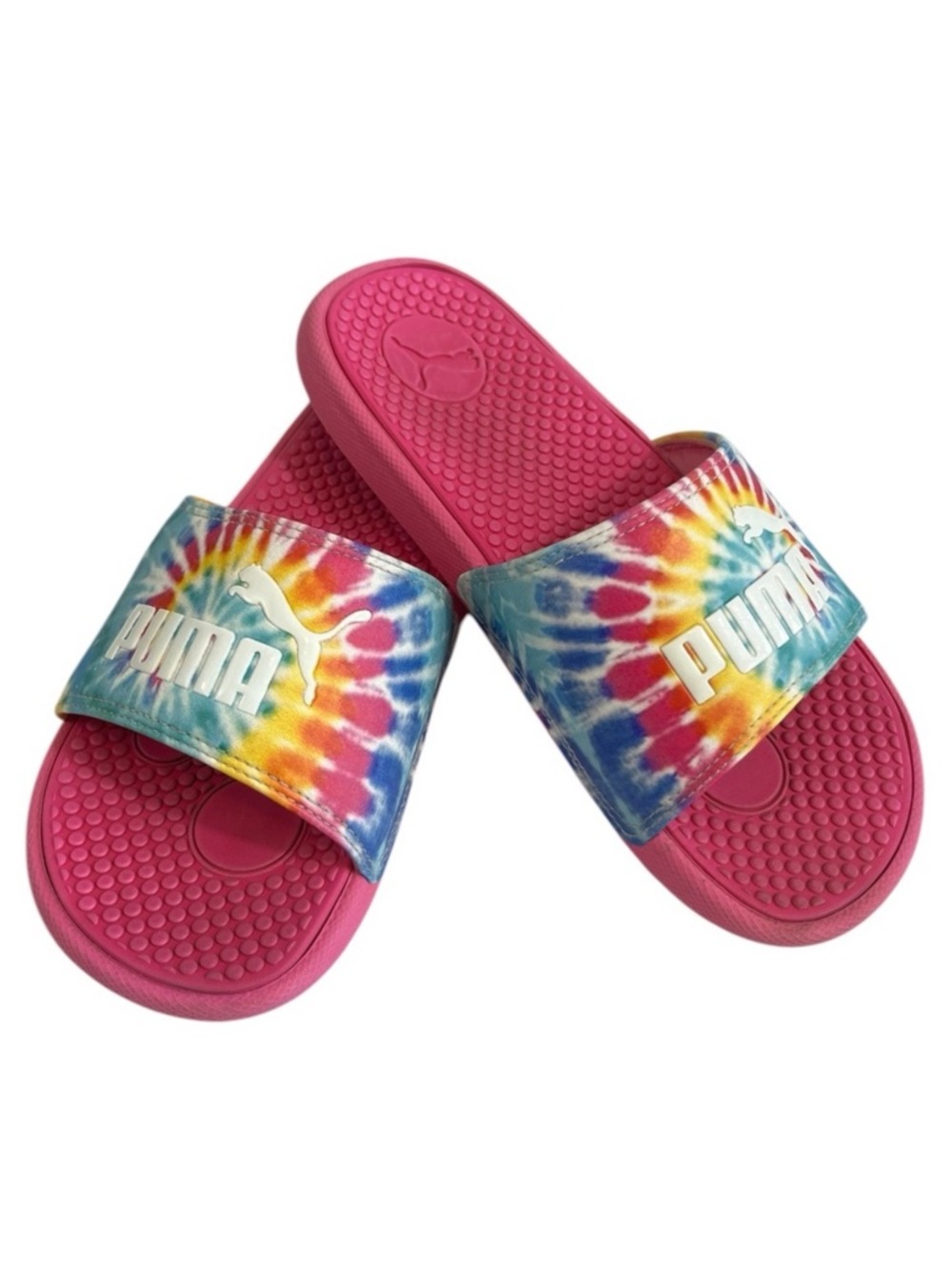 PUMA Tie Dye Rainbow Slides Sandals, Size 4/35.5